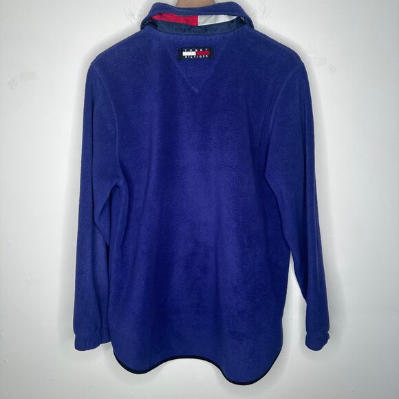 Vintage Tommy Hilfiger Mens Full-Zip 90s Logo Retro Purple Fleece Jacket Small - Picture 2 of 7